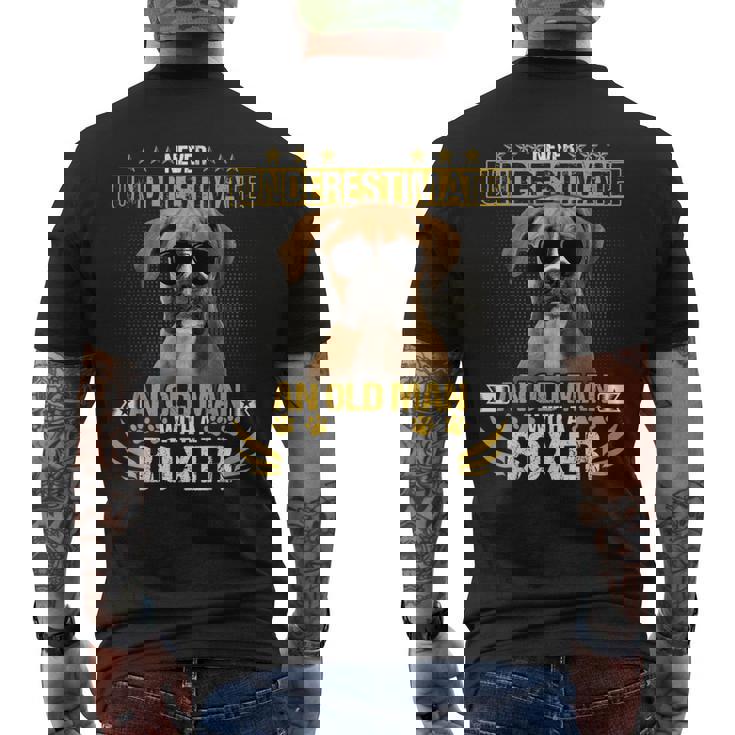 Never Underestimate An Old Man With Picture  A Boxer Dog Mens Back Print T-shirt