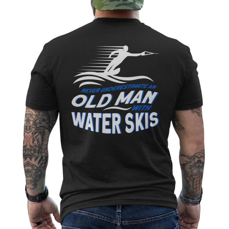 Never Underestimate An Old Man With Water Skis Waterski Mens Back Print T-shirt