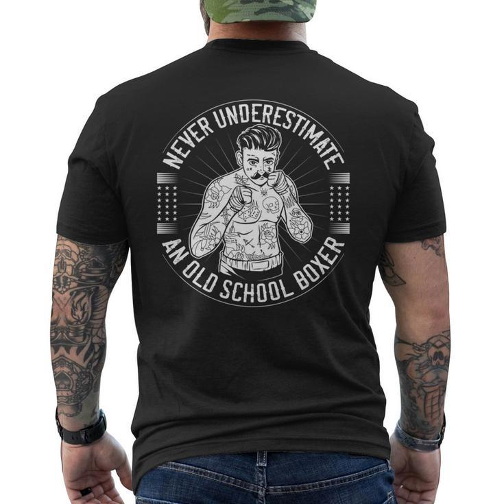 Never Underestimate An Old School Boxer Back Print Boxing Mens Back Print T-shirt
