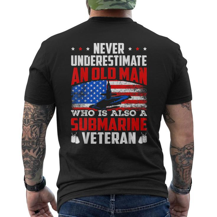 Never Underestimate An Old Submarine Veteran Patriotic Gift For Mens Mens Back Print T-shirt