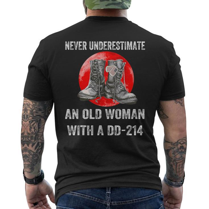 Never Underestimate An Old Woman With A Dd 214 Old Woman Funny Gifts Mens Back Print T-shirt