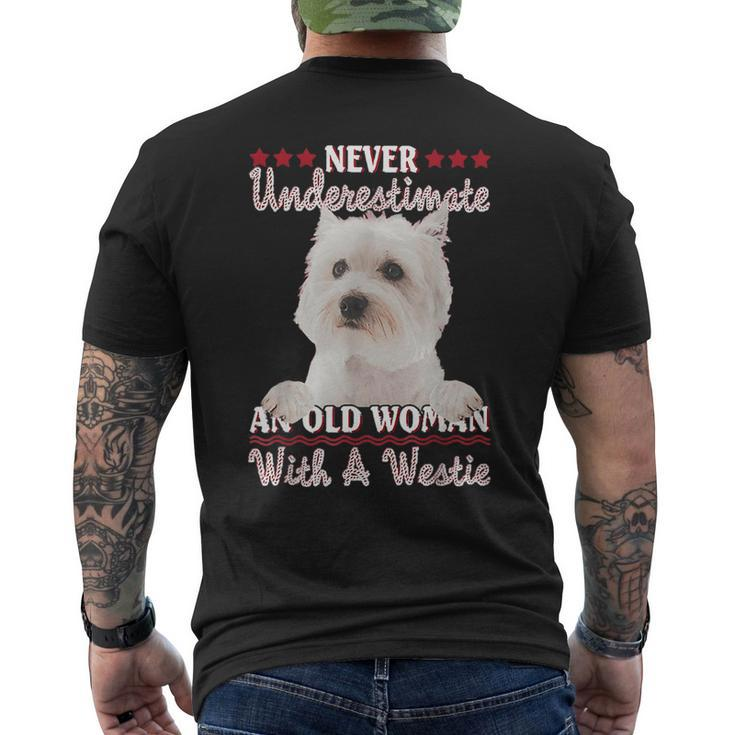 Never Underestimate An Old Woman With A Westie Old Woman Funny Gifts Mens Back Print T-shirt