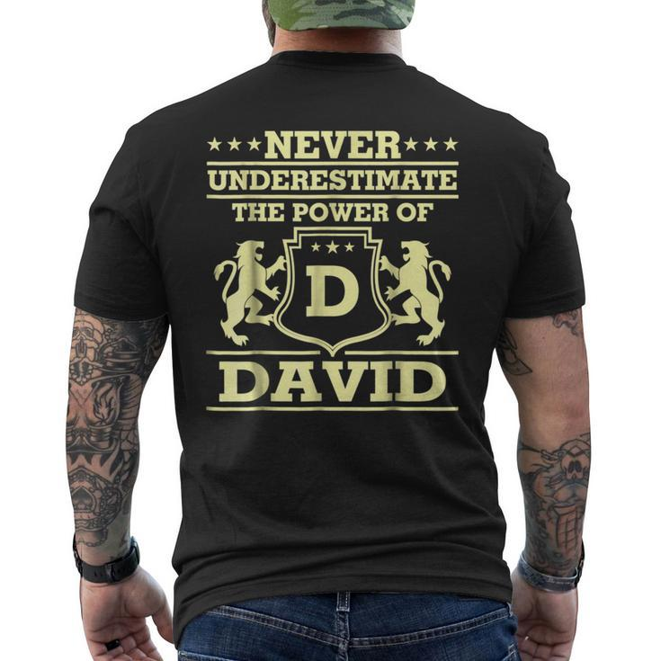 Never Underestimate David Personalized Name Mens Back Print T-shirt