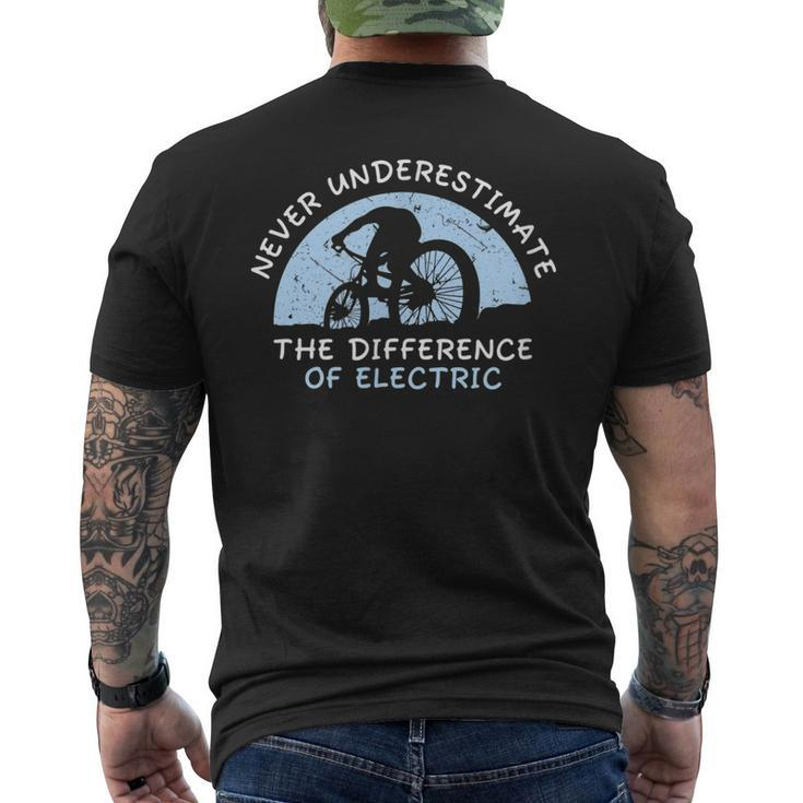 Never Underestimate Difference Of Ebike Electric Bicycle Mens Back Print T-shirt