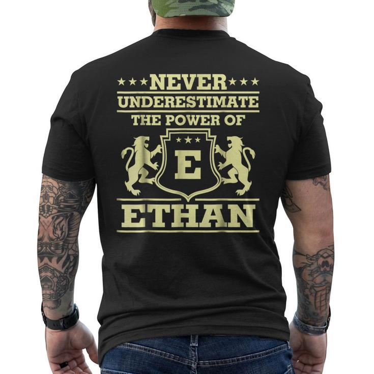 Never Underestimate Ethan Personalized Name Mens Back Print T-shirt