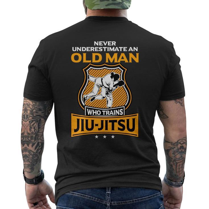 Never Underestimate Old Man Brazilian Jiu Jitsu Bjj Gi Gift Mens Back Print T-shirt