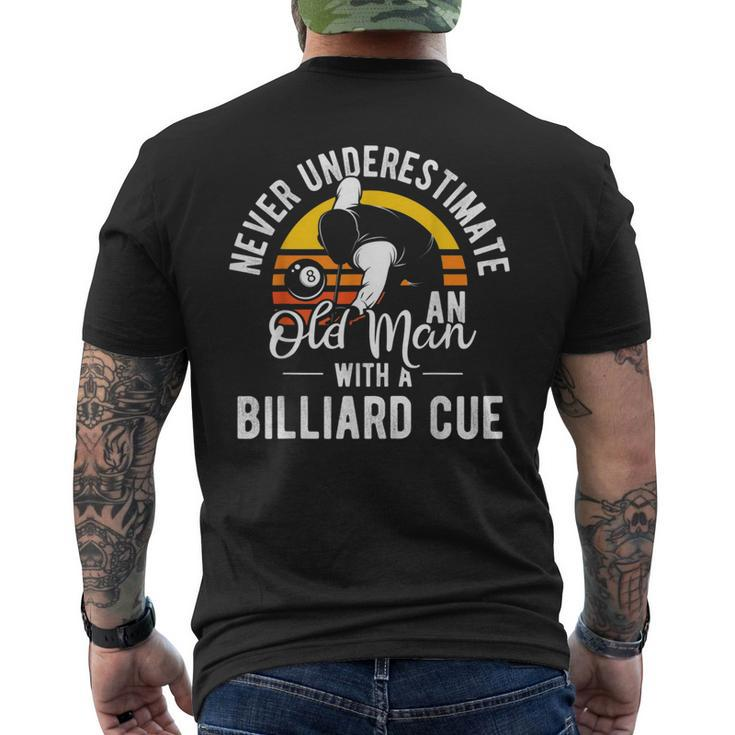 Never Underestimate Old Man With A Billard Cue Pool Player Gift For Mens Mens Back Print T-shirt