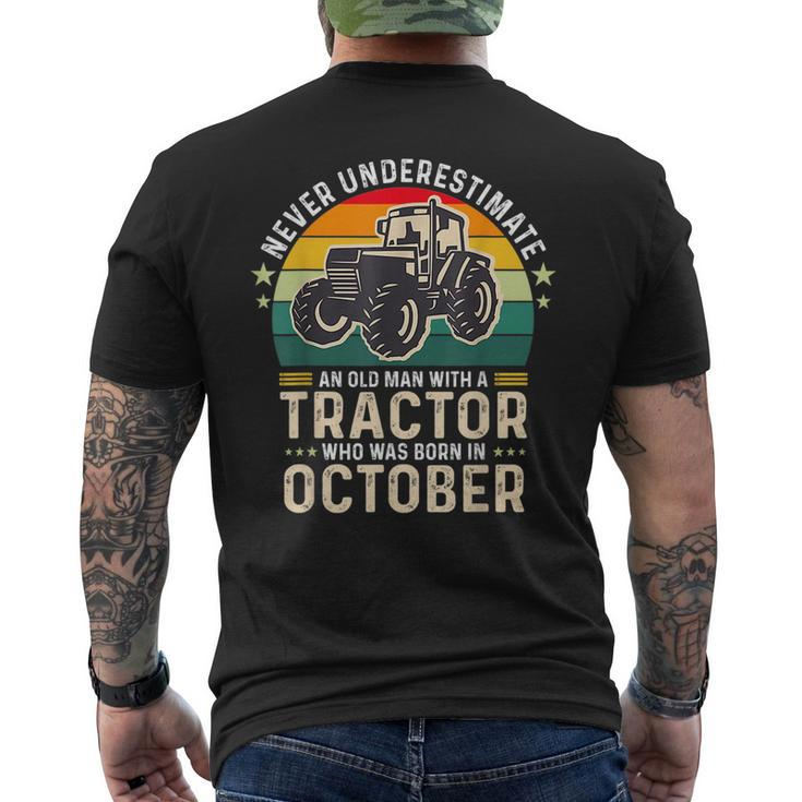 Never Underestimate Old Man With Tractor Born In October Gift For Mens Mens Back Print T-shirt