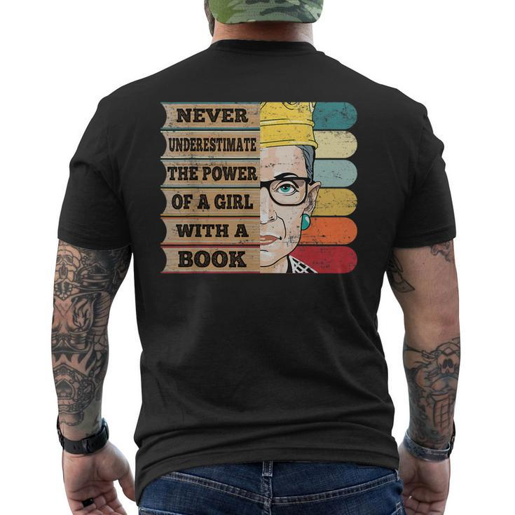 Never Underestimate Rbg Quote Feminist Lover Girl Book Gift Mens Back Print T-shirt