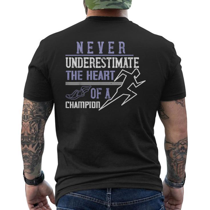 Never Underestimate The Heart Of A Champion Mens Back Print T-shirt