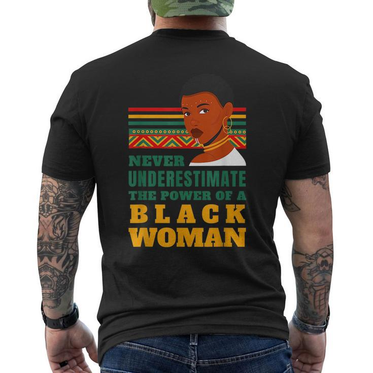 Never Underestimate The Power Of A Black Woman Black History Mens Back Print T-shirt