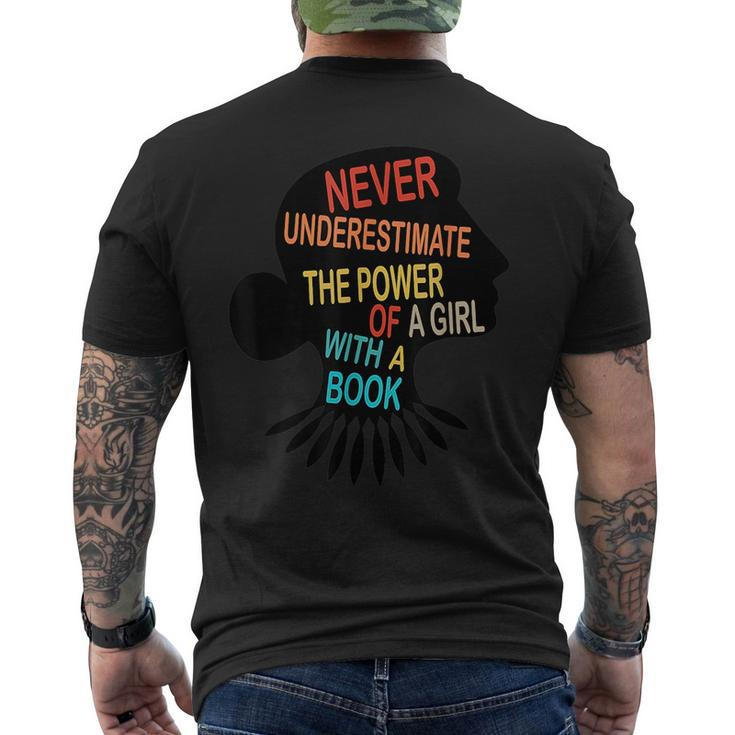 Never Underestimate The Power Of A Girl With Book Feminist Mens Back Print T-shirt