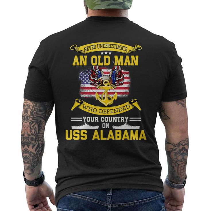 Never Underestimate Uss Alabama Bb60 Battleship Mens Back Print T-shirt