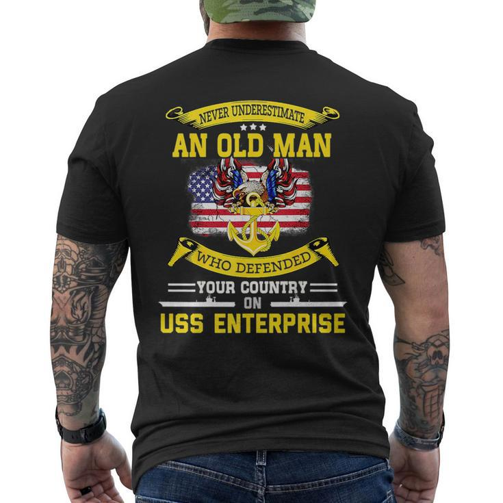 Never Underestimate Uss Enterprise Cvn65 Aircraft Carrier Mens Back Print T-shirt