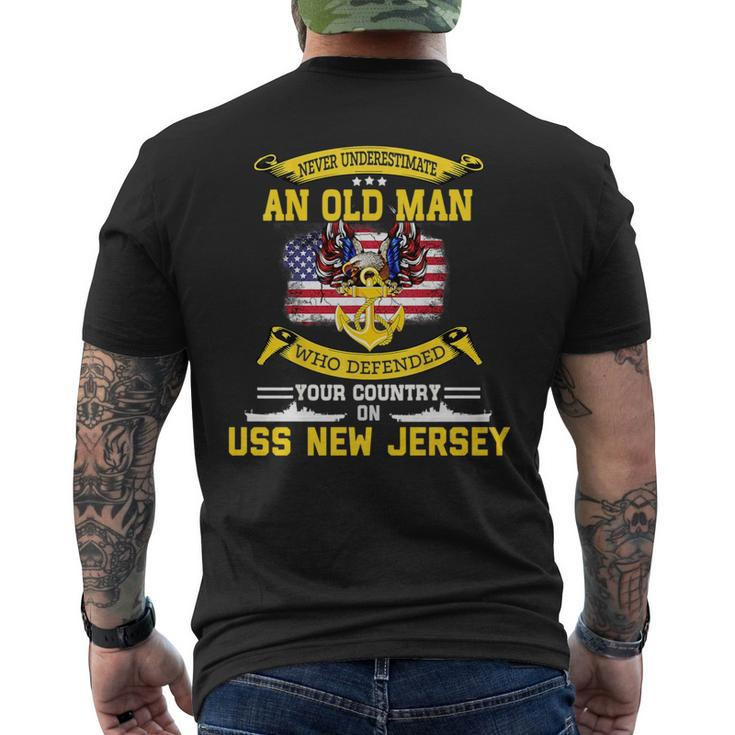 Never Underestimate Uss New Jersey Bb62 Battleship Mens Back Print T-shirt