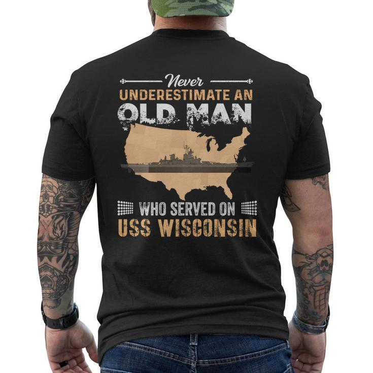 Never Underestimate Uss Wisconsin Bb64 Battleship Mens Back Print T-shirt