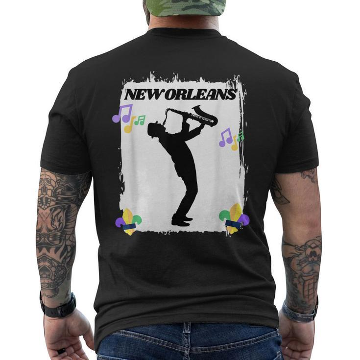 New Orleans Louisiana Skyline Music Jazz Travel Holidays Men's T-shirt Back Print