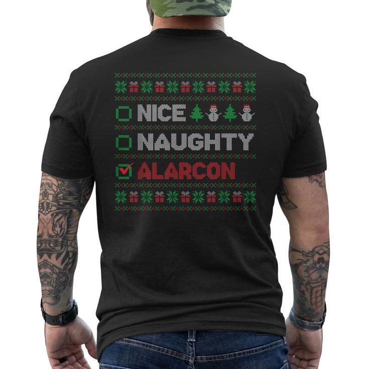 Nice Naughty Alarcon Christmas List Ugly Sweater Men's T-shirt Back Print