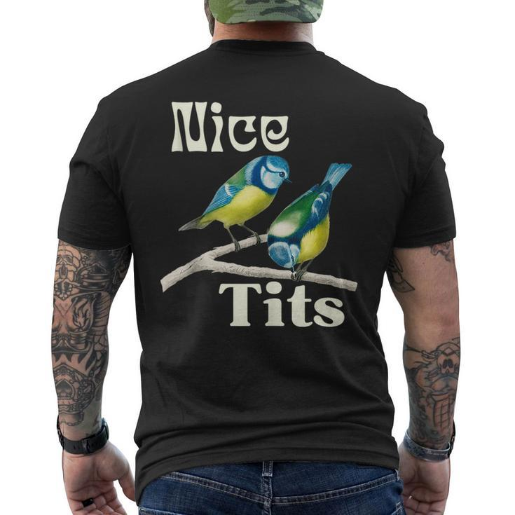 Nice-Tits Funny Blue Tit Bird Watching Lover Gift Birder  Bird Watching Funny Gifts Mens Back Print T-shirt