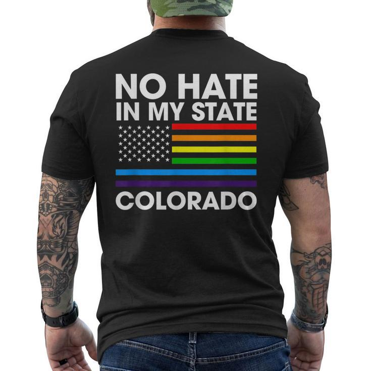 No Hate In My State Lgbt Colorado Pride Co Gay Lesbian  Mens Back Print T-shirt