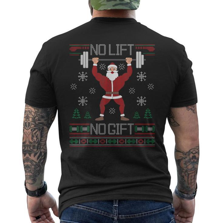 No Lift No Ugly Christmas Sweater Gym Coach Santa Claus Men's T-shirt Back Print
