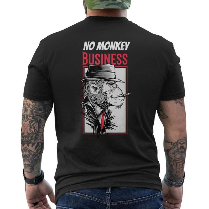 No Monkey Business Mafia Monkey Sarcasm Gangster Men's T-shirt Back Print