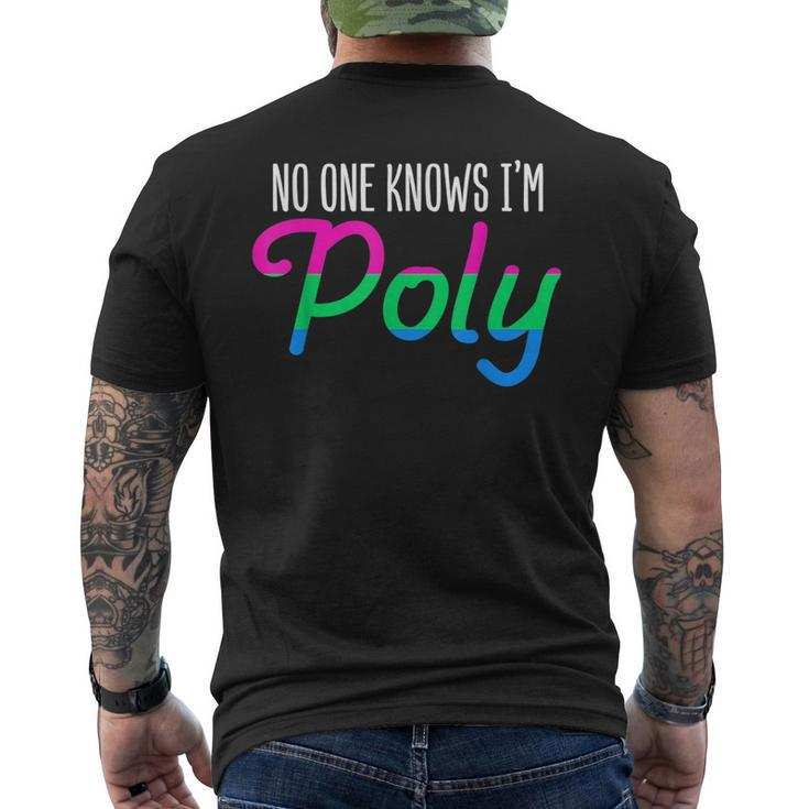 No One Knows Im Poly Polysexual Pride Flag Lesbian Gay  Mens Back Print T-shirt