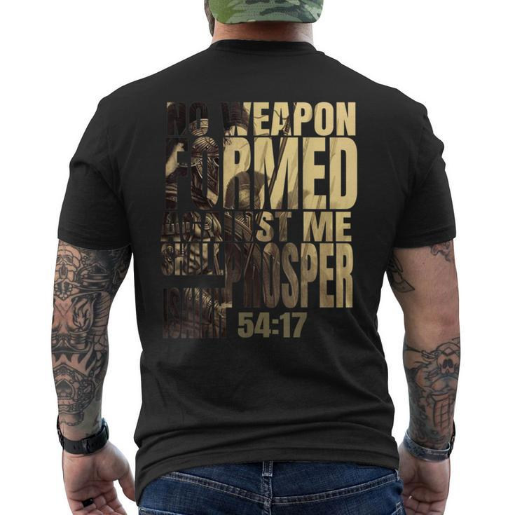 No Weapon Formed Against Me Shall Prosper Isaiah 5417 Men's T-shirt Back Print
