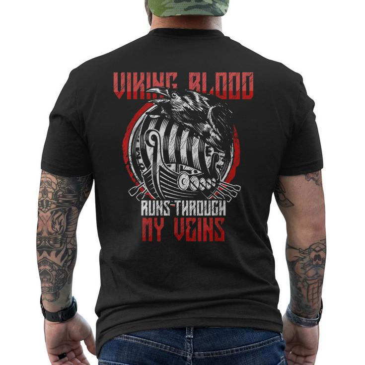 Norse Mythology Nordic Viking Blood Runs Through My Veins Men's T-shirt Back Print