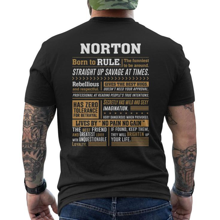 Norton Name Gift Norton Born To Rule V2 Mens Back Print T-shirt