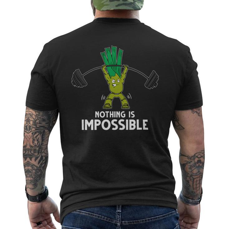 Nothing Is Impossible Leek Fitness Training Gym Vegan Mens Back Print T-shirt