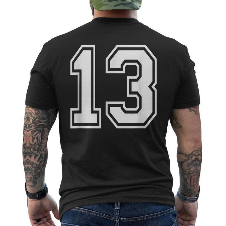 Number 13 Varsity Sports Team Jersey 13Th Birthday 13 Years Men's T-shirt Back Print