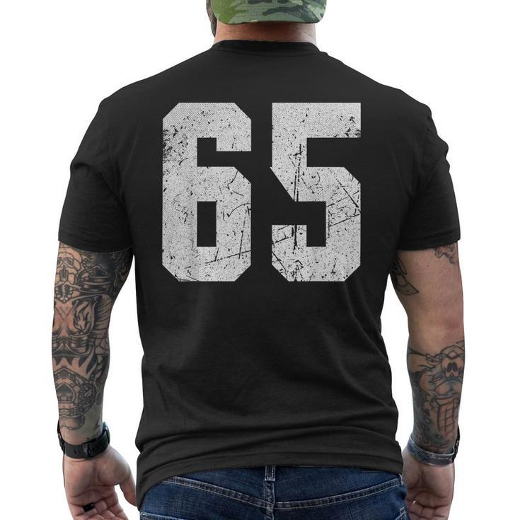 Number 65 Sport Jersey Birthday Age Lucky No White Vintage  Mens Back Print T-shirt