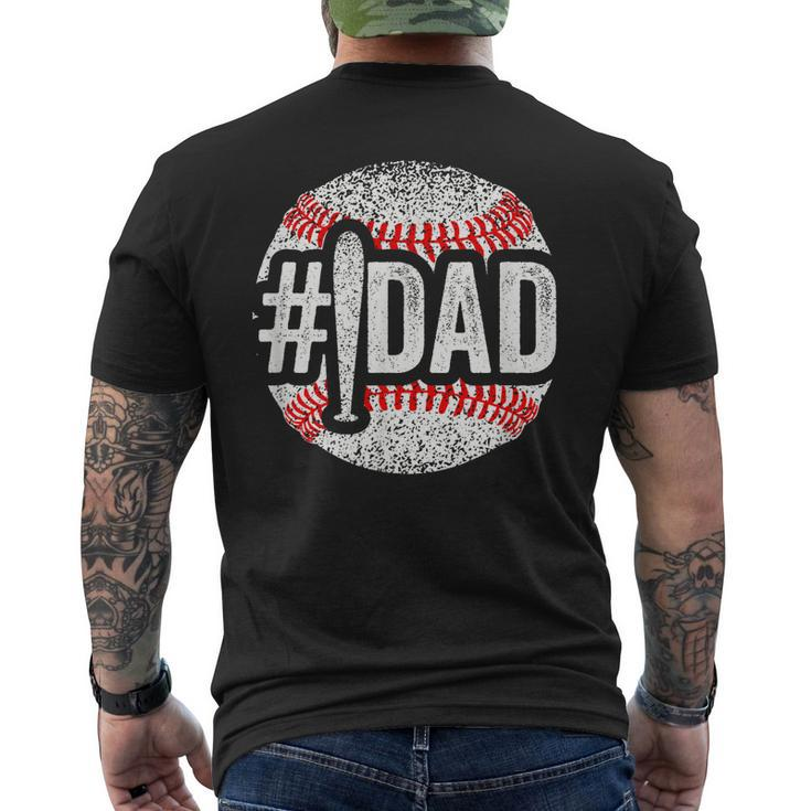 Number One Baseball Dad For Fathers Day 1 Daddy  Mens Back Print T-shirt