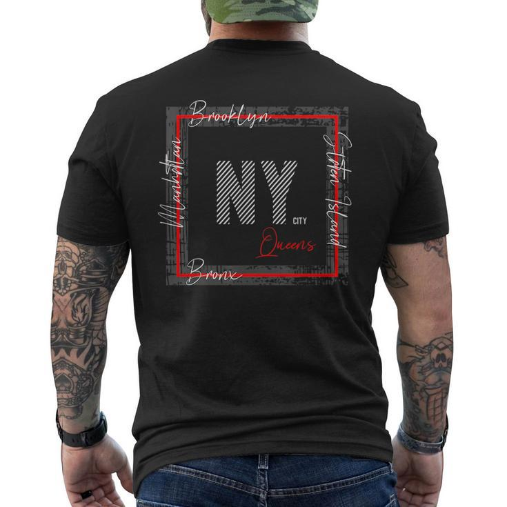 Ny Brooklyn Staten Island Manhattan Bronx Queens  Mens Back Print T-shirt