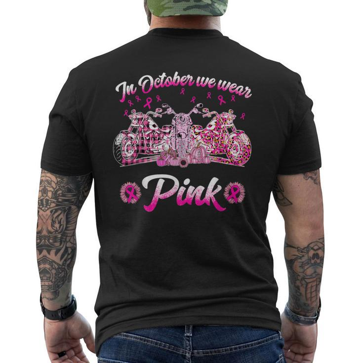 In October We Wear Pink Motorcycles Biker Men's T-shirt Back Print