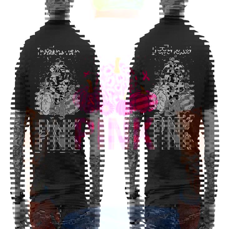 In October We Wear Pink Pumpkin Breast Cancer Awareness Men's T-shirt Back Print