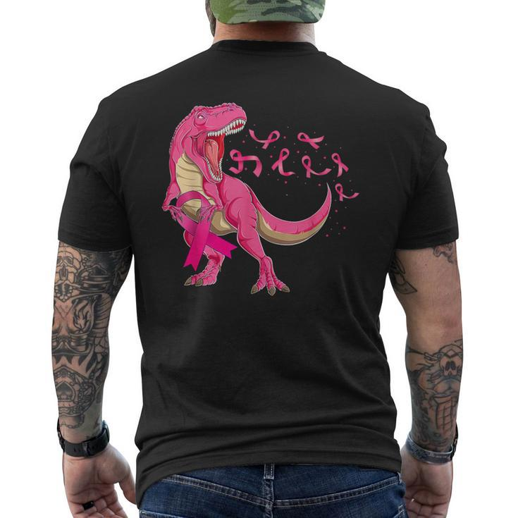In October We Wear Pink T Rex Dinosaur Boys Breast Cancer Men's T-shirt Back Print