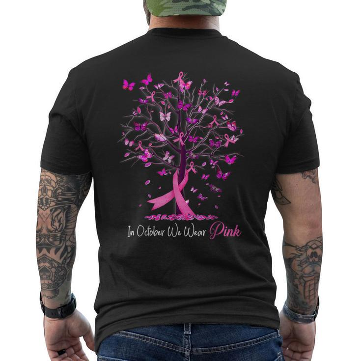 In October We Wear Pink Tree Breast Cancer Awareness Men's T-shirt Back Print