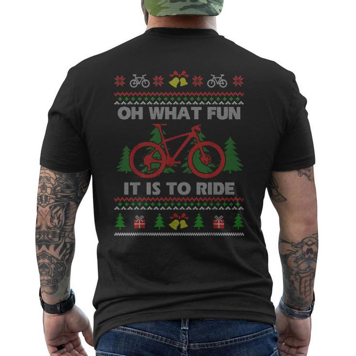 Oh What Fun Bike Ugly Christmas Sweater Cycling Xmas Idea Men's T-shirt Back Print