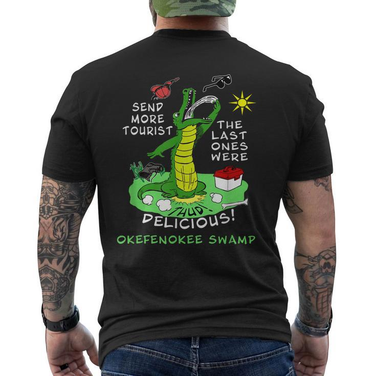 Okefenokee Swamp Funny Alligator Send More Tourist Souvenir  Mens Back Print T-shirt