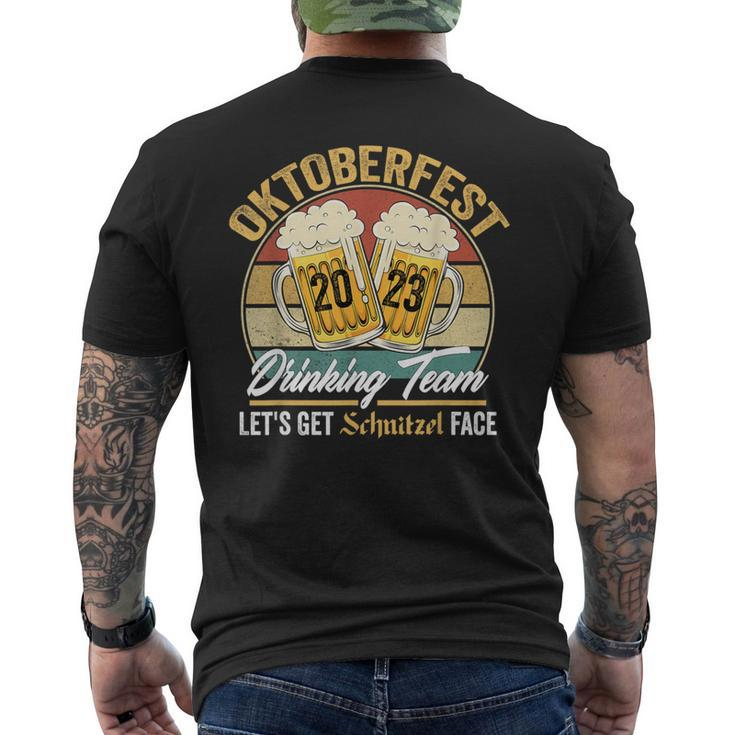 Oktoberfest 2023 Drinking Team Let's Get Schnitzel Face Men's T-shirt Back Print