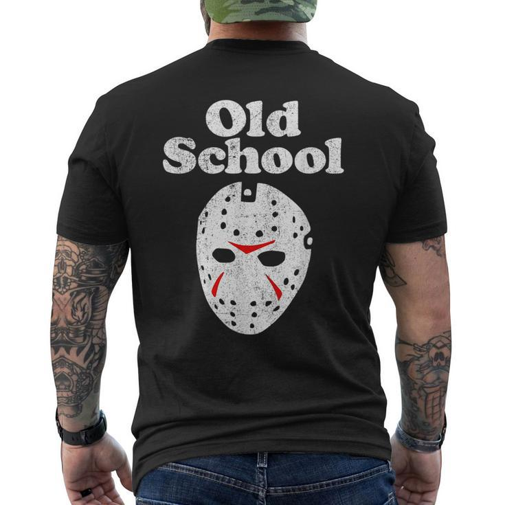 Old School Halloween Hockey Mask Horror Movie 80'S Costume Halloween Hockey  Men's T-shirt Back Print