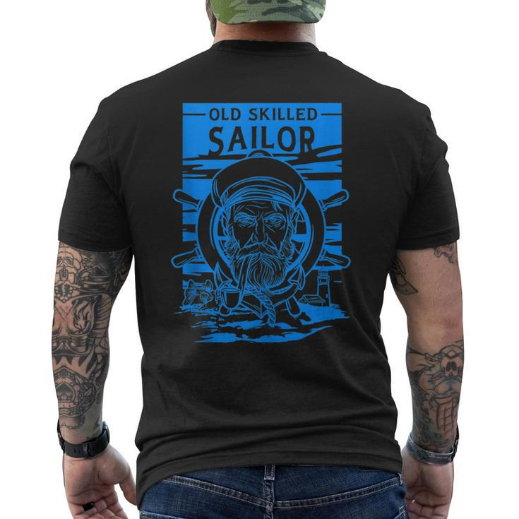 Old Skilled Sailor - Captain Illustration - Anchor Wheel  Mens Back Print T-shirt