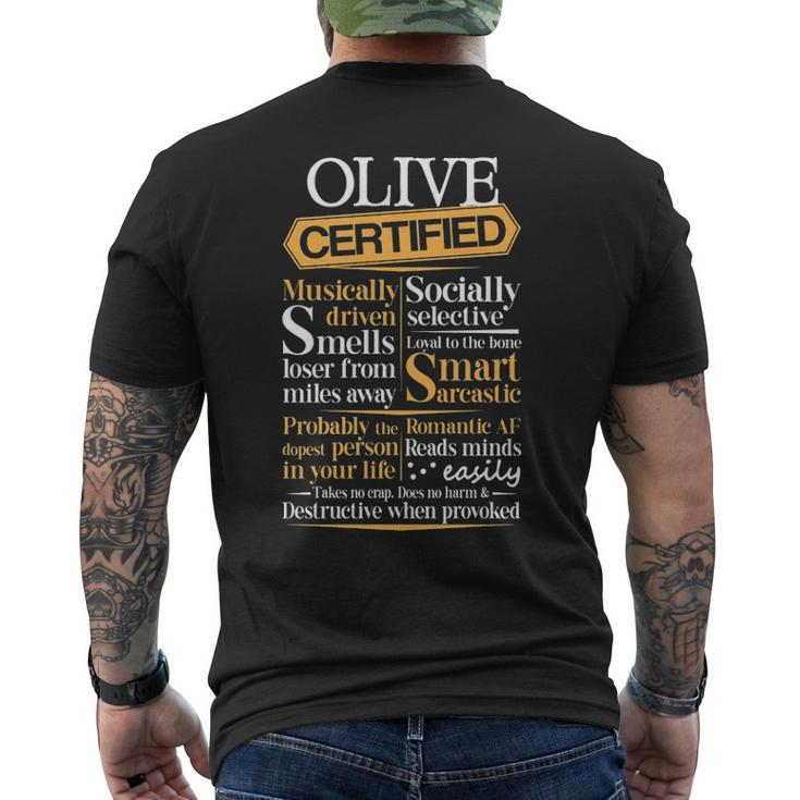 Olive Name Gift Certified Olive Mens Back Print T-shirt