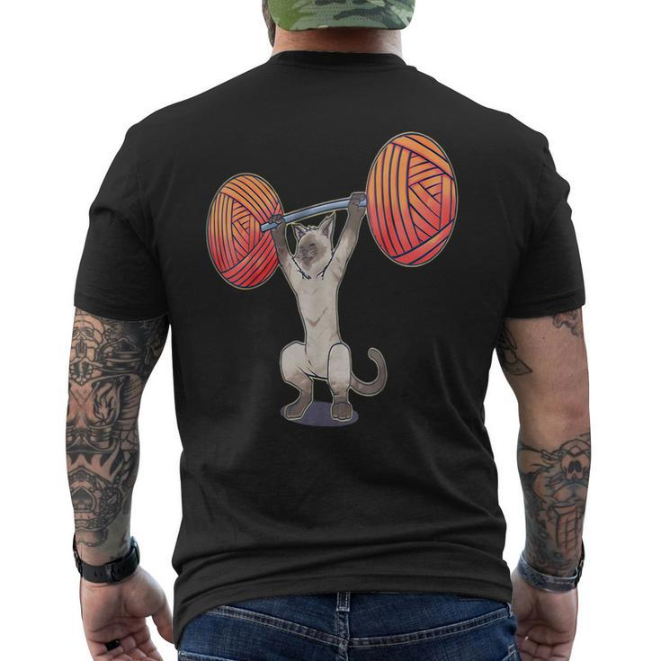 Olympic Snatch Siamese Cat Weightlifting Bodybuilding Muscle Men's T-shirt Back Print