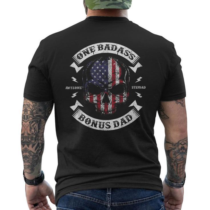 One Badass Bonus Dad Birthday Party Funny Skull Fathers Day  Mens Back Print T-shirt