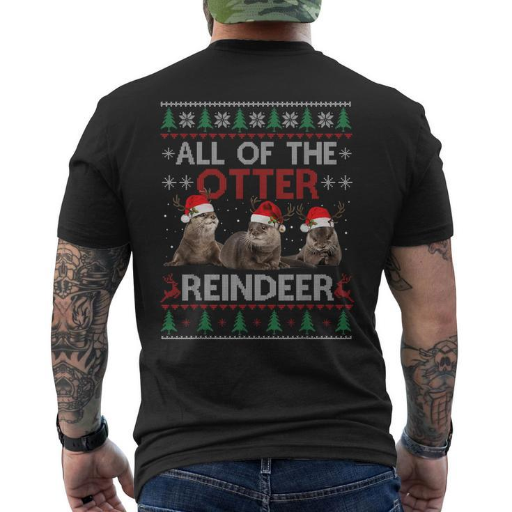 All Of Otter Reindeer Christmas Ugly Sweater Pajamas Xmas Men's T-shirt Back Print