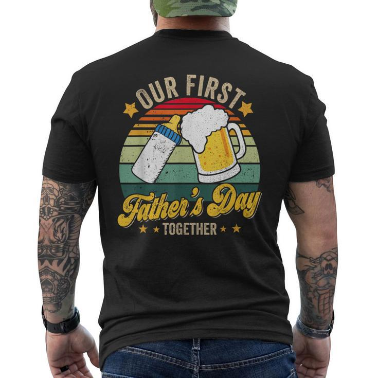 Our First Fathers Day Together Vintage New Dad Matching  Mens Back Print T-shirt