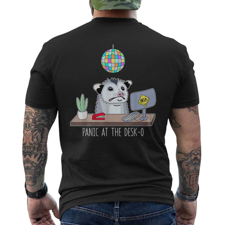 Panic At The Desk-O-Possum Cute Funny Office Possum Anxiety Mens Back Print T-shirt